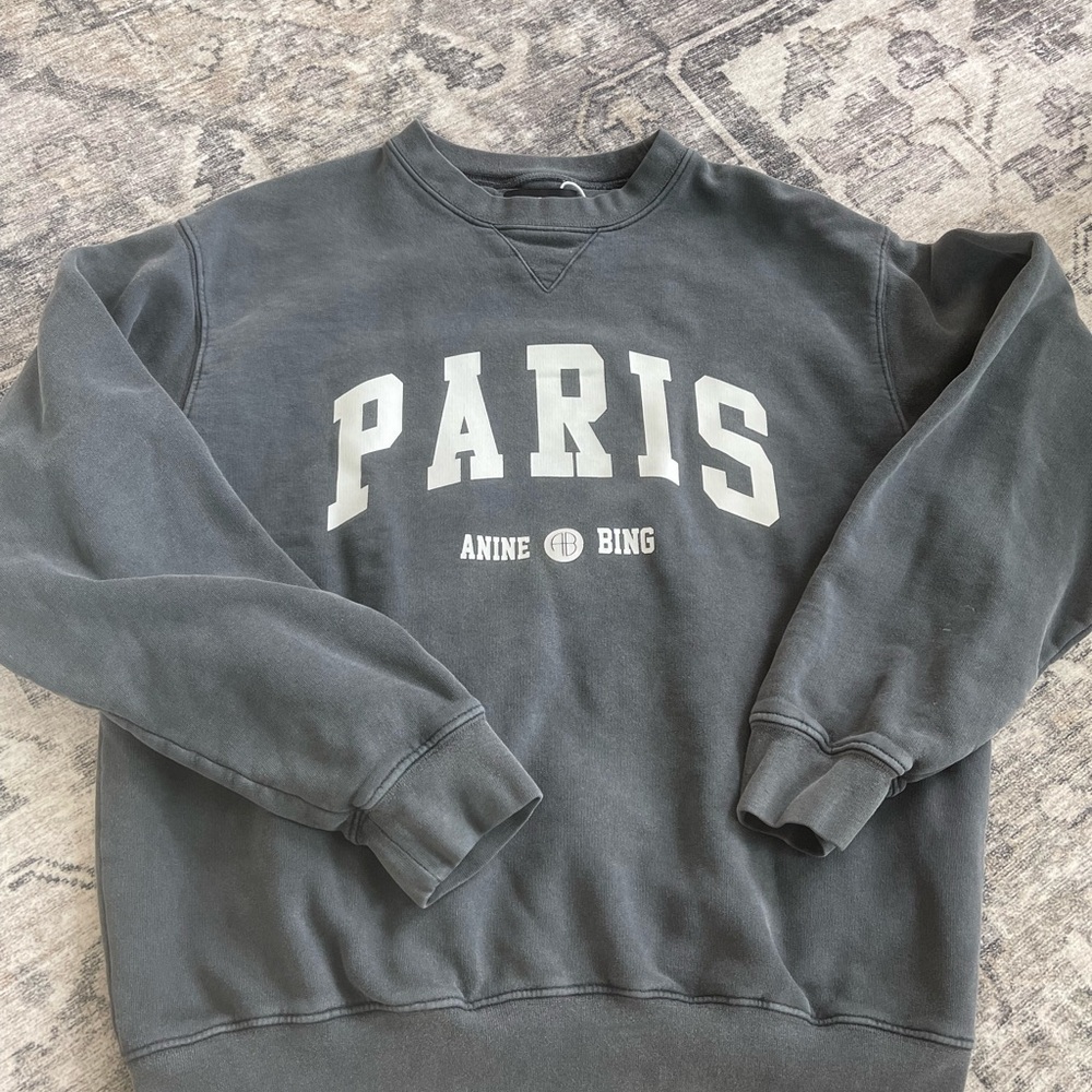 Anine Bing Gray Crewneck Sweater Paris